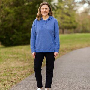 Old Navy Active Hoodie Women SP Blue Henley Stretch Breathable Pullover Athletic